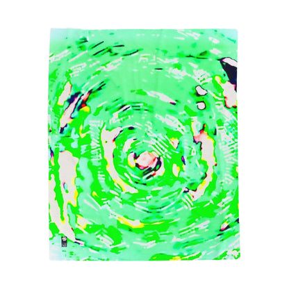 HURRICANE Neon Green Velveteen Plush Blanket featuring original painting by artist Robert Cazzo Celeste