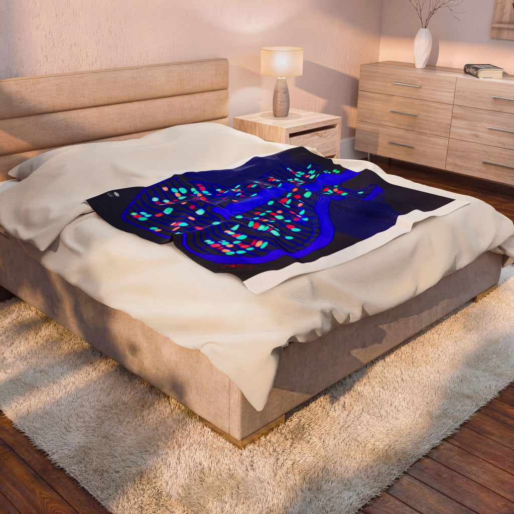 ALL AMERICAN GUITAR  Velveteen Plush Blanket — NEON (BLUE)